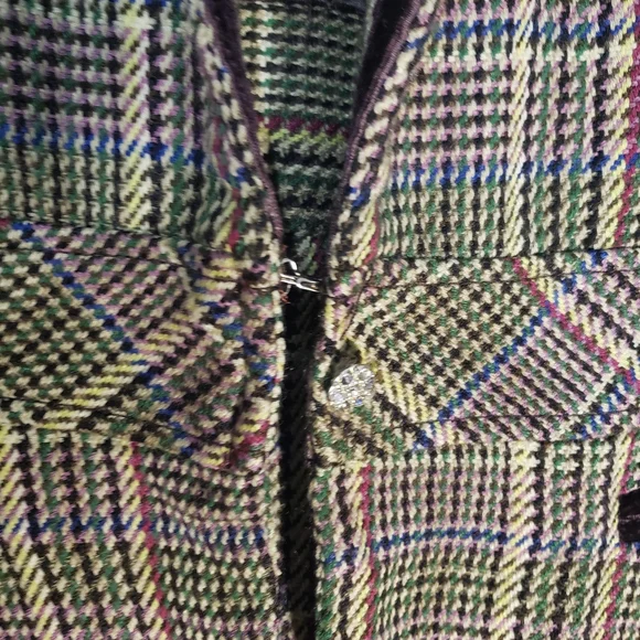 41. Studio Y Sz XL Multicolor Plaid Short-Sleeve Blazer - Picture 5 of 8